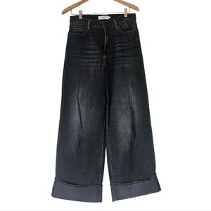 Hidden Los Angeles Black Urban Oversized Cuff Wide Leg Denim Jeans, Size 29